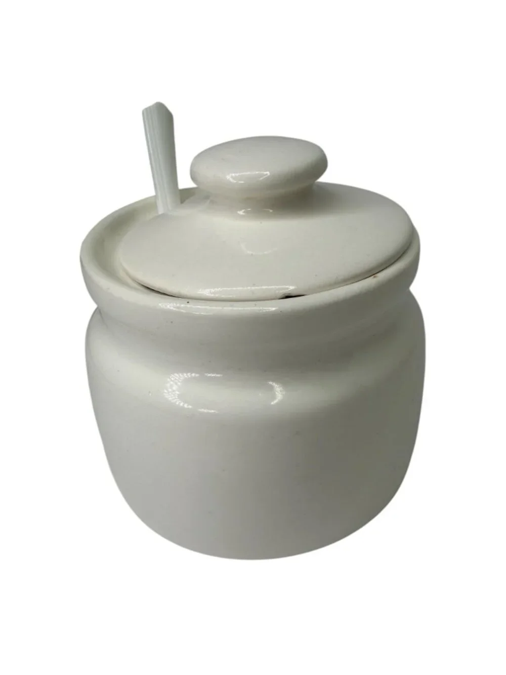 Vintage Strawberry Ceramic Jam Jar Jelly Pot with Lid and Spoon Cottagecore
